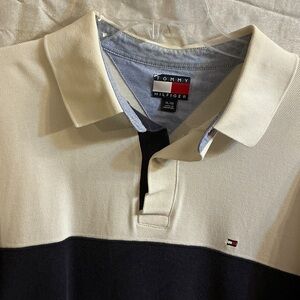 Tommy Hilfiger Men's Polo Shirt - Cream and Black